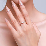 Elegant Heart - Cut Solitaire Silver Ring - Ring