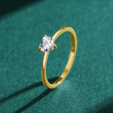 Elegant Heart - Cut Solitaire Silver Ring - Ring