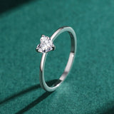 Elegant Heart - Cut Solitaire Silver Ring - Ring