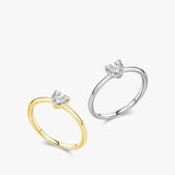 Elegant Heart - Cut Solitaire Silver Ring - Ring