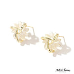 Elegant Leaf - Inspired Pearl White Stud Earrings - Earrings