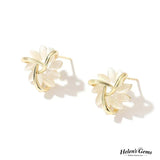 Elegant Leaf - Inspired Pearl White Stud Earrings - Earrings