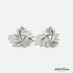 Elegant Leaf - Inspired Pearl White Stud Earrings - Earrings