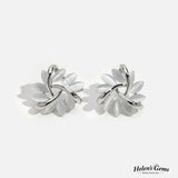 Elegant Leaf - Inspired Pearl White Stud Earrings - Earrings
