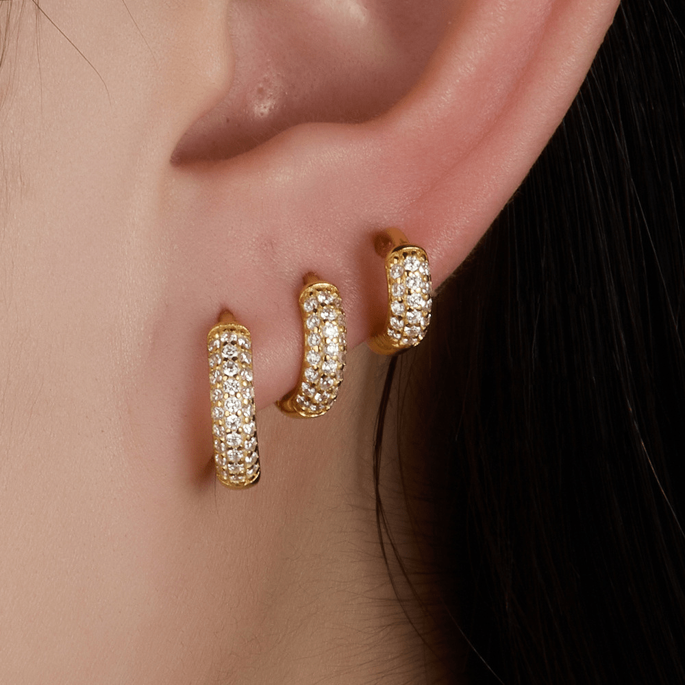 Elegant Pavé Hoop Earrings - Hoop Earrings