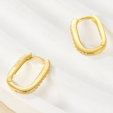 Elegant Pave Oval Hoop Earrings - Earrings