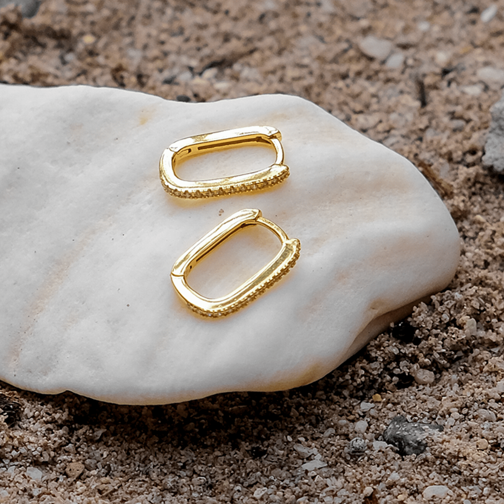 Elegant Pave Oval Hoop Earrings - Earrings