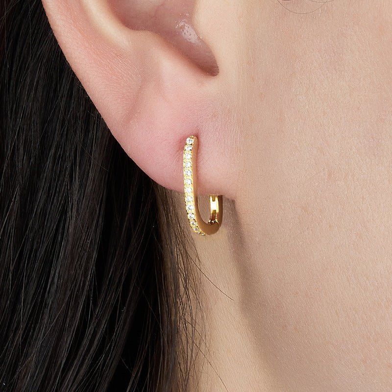 Elegant Pave Oval Hoop Earrings - Earrings