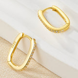 Elegant Pave Oval Hoop Earrings - Earrings