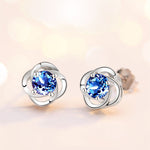 Elegant Twisted Halo Stud Earrings with Brilliant Center Stone - Earrings