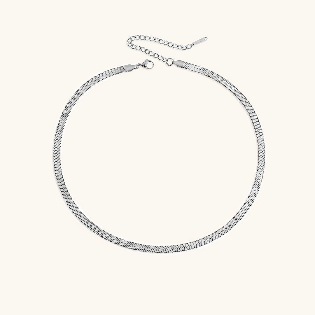 Elizabeth Herringbone Chain Necklace - Chain Necklaces