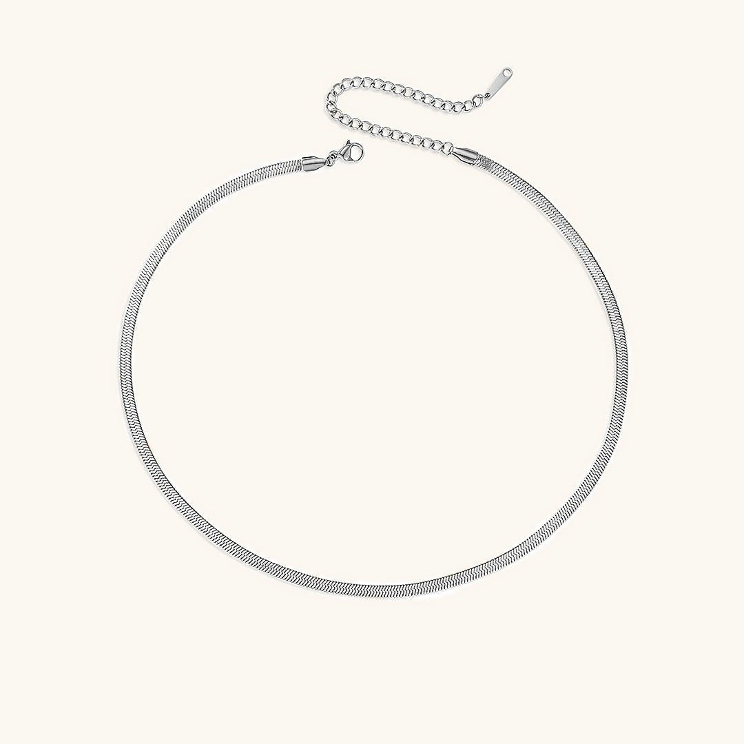 Elizabeth Herringbone Chain Necklace - Chain Necklaces