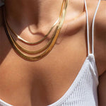 Elizabeth Herringbone Chain Necklace - Chain Necklaces