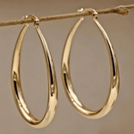 Elongated Gold Teardrop Hoop Earrings - Earrings