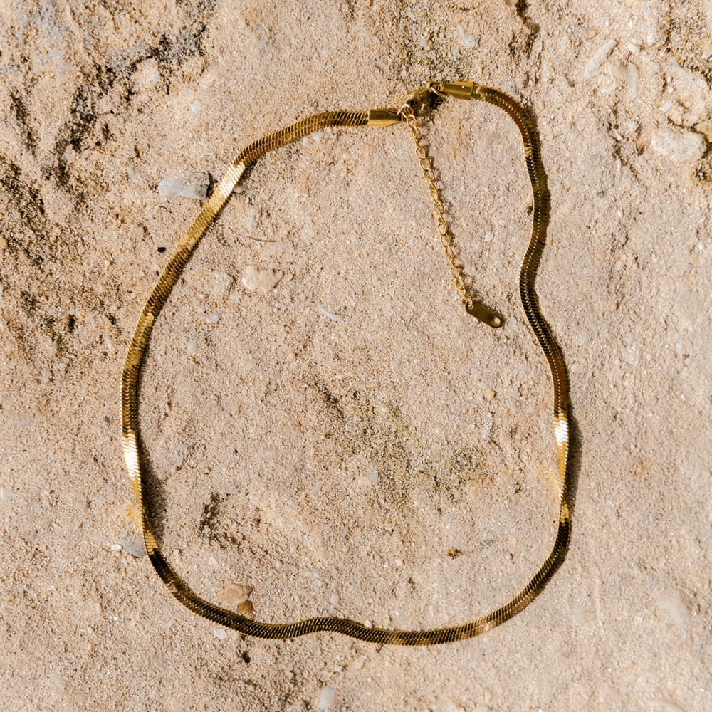 Elysian Gold Herringbone Necklace - Chain Necklaces