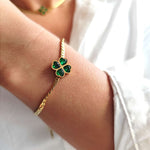 Emerald Clover Charm Bracelet - Charm Bracelets