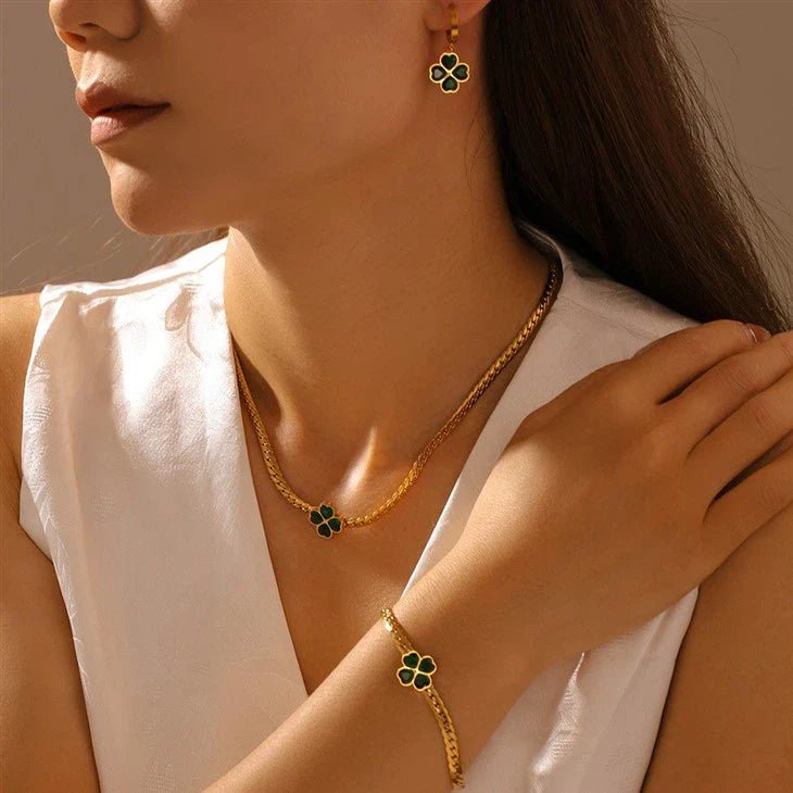 Emerald Clover Charm Bracelet - Charm Bracelets