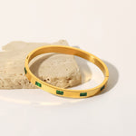 Emerald Luxe Gold Bangle Bracelet - Bangle Bracelets