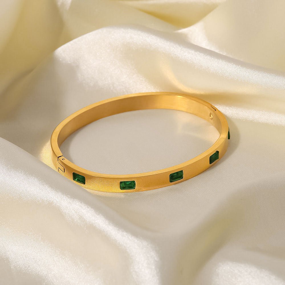 Emerald Luxe Gold Bangle Bracelet - Bangle Bracelets