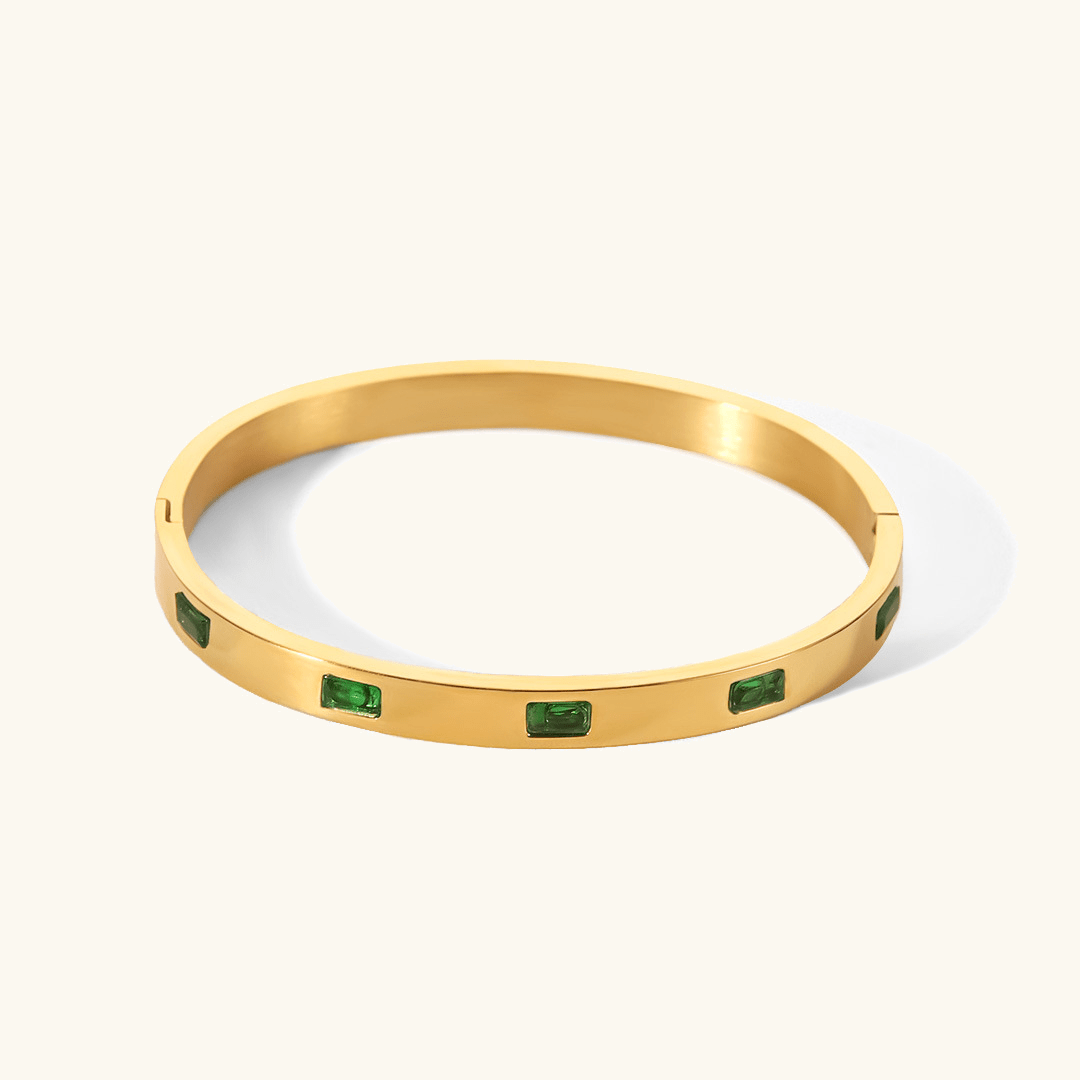 Emerald Luxe Gold Bangle Bracelet - Bangle Bracelets