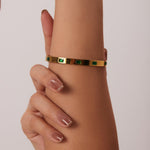 Emerald Luxe Gold Bangle Bracelet - Bangle Bracelets