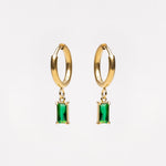Emerald Radiance Drop Hoop Earrings - Earrings