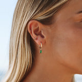 Emerald Radiance Drop Hoop Earrings - Earrings