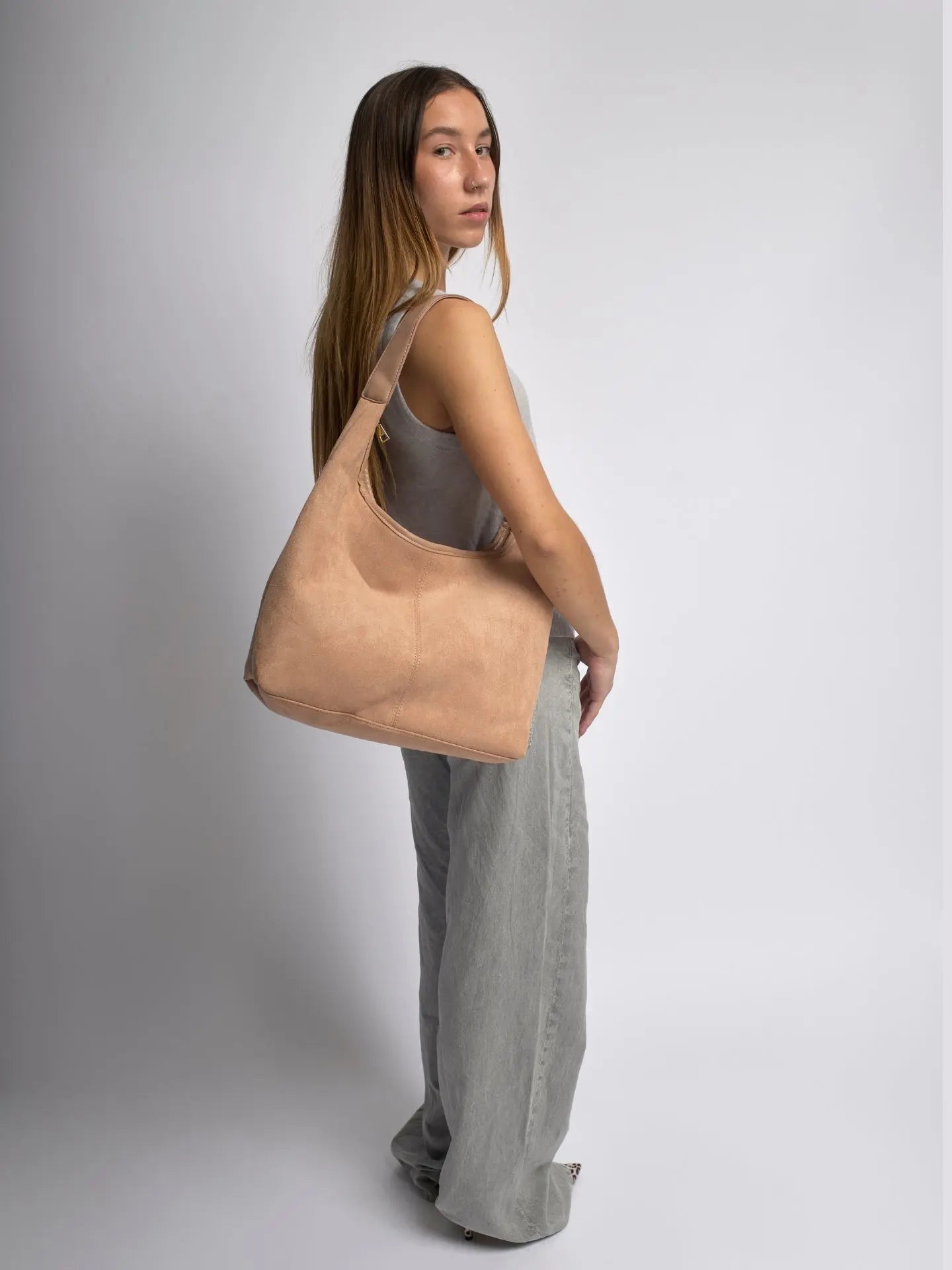 Evie Minimal Vegan Suede Hobo Bag – Effortless Chic - Women's Shoulder Bag