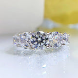 Five - Stone Sparkling Crystal Silver Ring - Ring