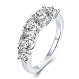 Five - Stone Sparkling Crystal Silver Ring - Ring