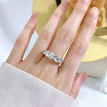 Five - Stone Sparkling Crystal Silver Ring - Ring