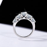 Five - Stone Sparkling Crystal Silver Ring - Ring