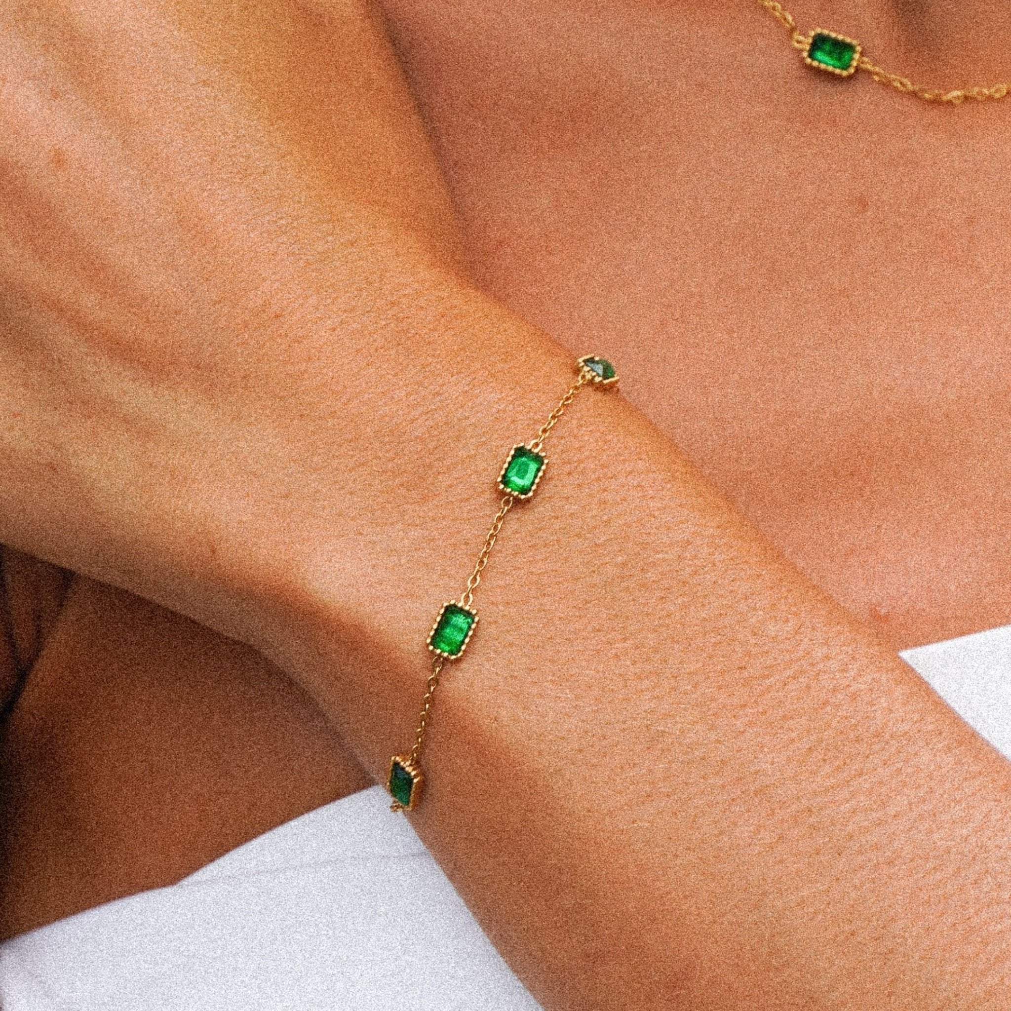 Francia Green Gem Chain Bracelet - Chain & Link Bracelets