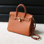 Genuine Leather Structured Tote Bag – Classic Craftsmanship with Elegant Edge - Women's Handbags