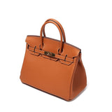 Genuine Leather Structured Tote Bag – Classic Craftsmanship with Elegant Edge - Women's Handbags