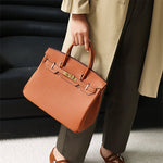 Genuine Leather Structured Tote Bag – Classic Craftsmanship with Elegant Edge - Women's Handbags