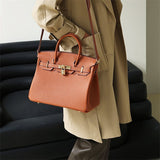 Genuine Leather Structured Tote Bag – Classic Craftsmanship with Elegant Edge - Women's Handbags
