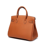 Genuine Leather Structured Tote Bag – Classic Craftsmanship with Elegant Edge - Women's Handbags