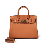 Genuine Leather Structured Tote Bag – Classic Craftsmanship with Elegant Edge - Women's Handbags