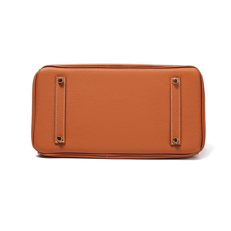 Genuine Leather Structured Tote Bag – Classic Craftsmanship with Elegant Edge - Women's Handbags