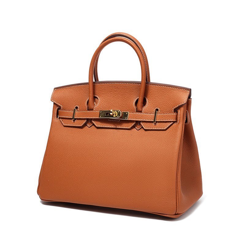 Genuine Leather Structured Tote Bag – Classic Craftsmanship with Elegant Edge - Women's Handbags