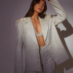 Glittery Oversized Blazer, Triangle Bralette & Tailored Trouser Co - ord Set - Women's Outfit Set