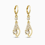 Gold Crystal Teardrop Hoop Earrings - Earrings