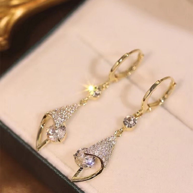 Gold Crystal Teardrop Hoop Earrings - Earrings