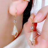 Gold Crystal Teardrop Hoop Earrings - Earrings