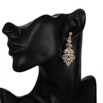 Gold Filigree Crystal Drop Earrings - Earrings