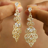 Gold Filigree Crystal Drop Earrings - Earrings