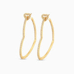 Gold Heart Hoop Earrings with Crystals - Earrings