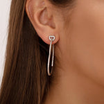 Gold Heart Hoop Earrings with Crystals - Earrings