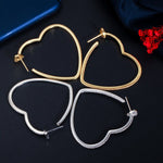 Gold Heart Hoop Earrings with Crystals - Earrings
